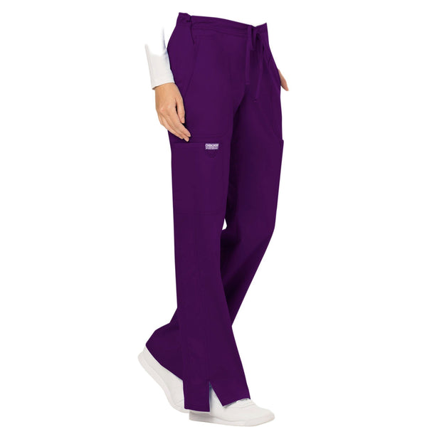 Cherokee Workwear Revolution WW120 Scrubs Pants Women's Mid Rise Moderate Flare Drawstring Eggplant 5XL