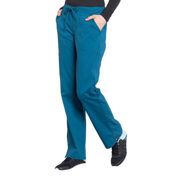Cherokee Workwear Professionals WW160 Scrubs Pants Women's Mid Rise Straight Leg Drawstring Caribbean Blue 4XL