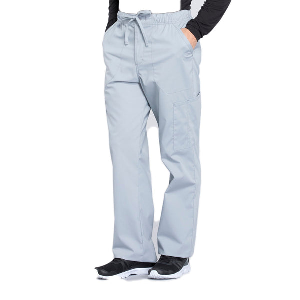 Cherokee Workwear Professionals WW190 Scrubs Pants Men's Tapered Leg Drawstring Cargo Grey 4XL