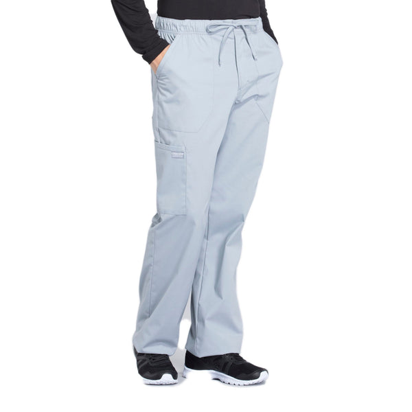 Cherokee Workwear Professionals WW190 Scrubs Pants Men's Tapered Leg Drawstring Cargo Grey 5XL