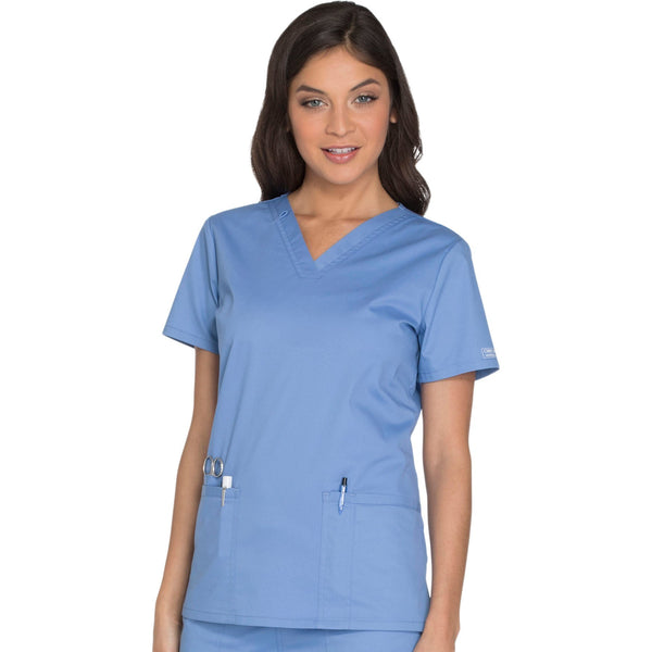 Cherokee Core Stretch WW630 Scrubs Top Women's V-Neck Ciel Blue 4XL