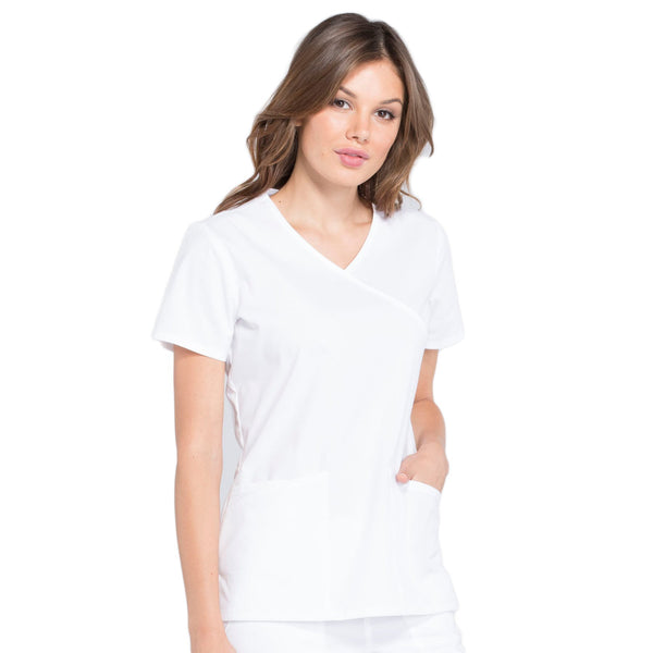 Cherokee Workwear Professionals WW655 Scrubs Top Women's Mock Wrap White 5XL