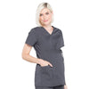 Cherokee Workwear Professionals WW685 Scrubs Top Maternity Mock Wrap Pewter M