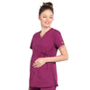 Cherokee Workwear Professionals WW685 Scrubs Top Maternity Mock Wrap Wine L