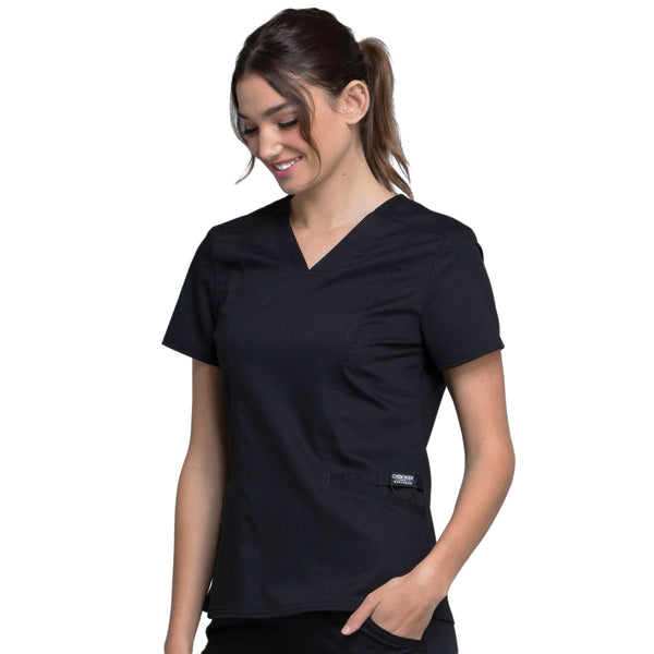 Cherokee Workwear Revolution WW710 Scrubs Top Women's V-Neck Black L