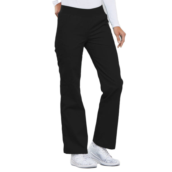 Cherokee Scrubs Pants Cherokee Flexibles 2085 Scrubs Pants Women's Mid Rise Knit Waist Pull-On Black