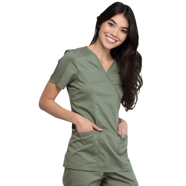 Cherokee Top Cherokee Revolution WW610 Scrubs Top Women Olive