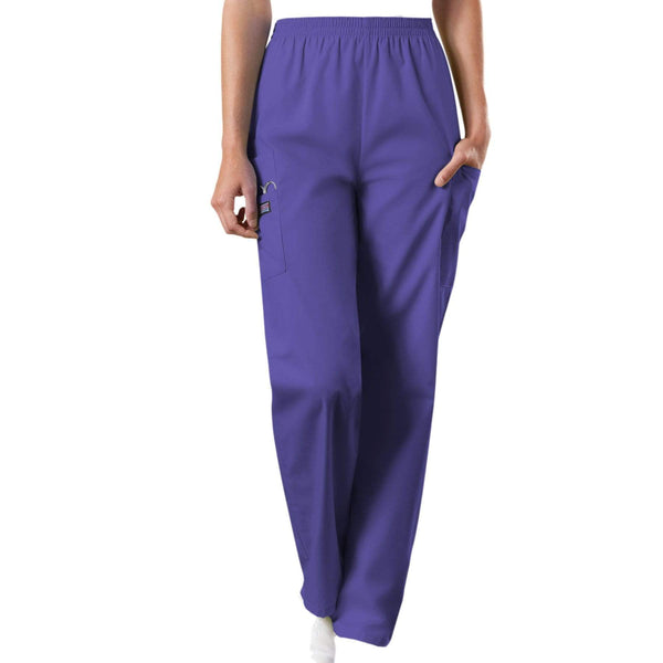 Cherokee Scrubs Pants Cherokee Workwear 4200 Scrubs Pants Women's Natural Rise Tapered Pull-On Cargo Grape