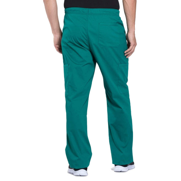 Cherokee Scrubs Pants Cherokee Workwear Professionals WW190 Scrubs Pants Men's Tapered Leg Drawstring Cargo Hunter Green