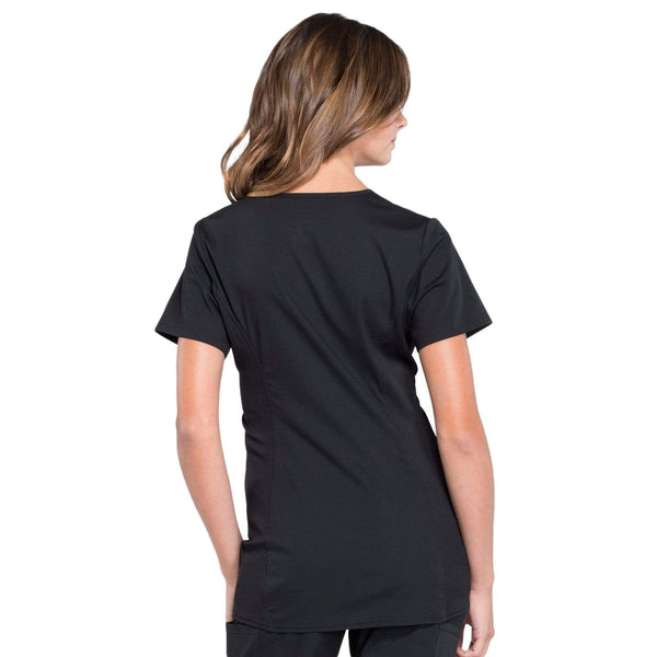 Cherokee Scrubs Top Cherokee Workwear Professionals WW685 Scrubs Top Maternity Mock Wrap Black