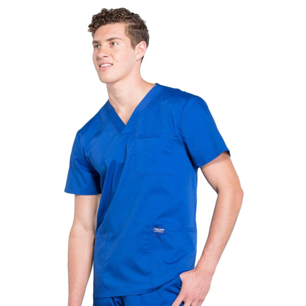 Cherokee Scrubs Top Cherokee Workwear Revolution WW670 Scrubs Top Men's V-Neck Galaxy Blue