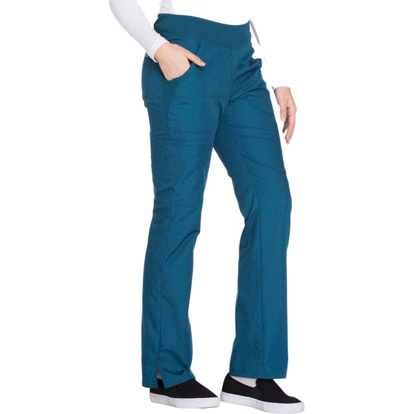 Cherokee Scrubs Pants Cherokee Workwear WW210 Scrubs Pants Women's Mid Rise Straight Leg Pull-on Cargo Caribbean Blue