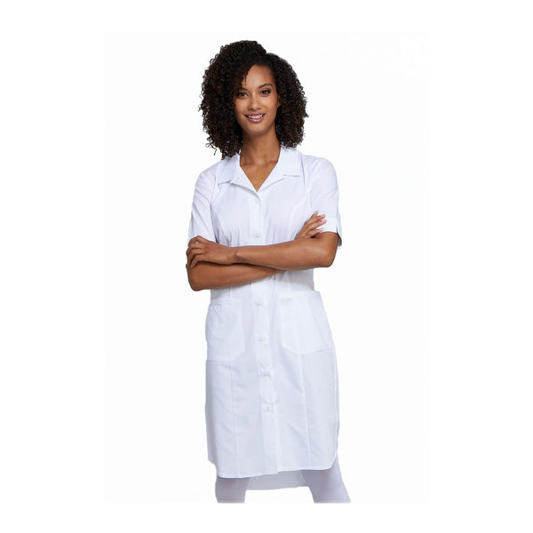 Cherokee Workwear Dress WW Professionals Button Front Dress White Dress