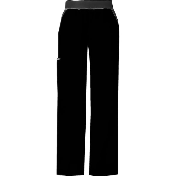 Cherokee Scrub Pants Flexibles (Contrast Black) Mid Rise Knit Waist Pull-On Pant Black Pant