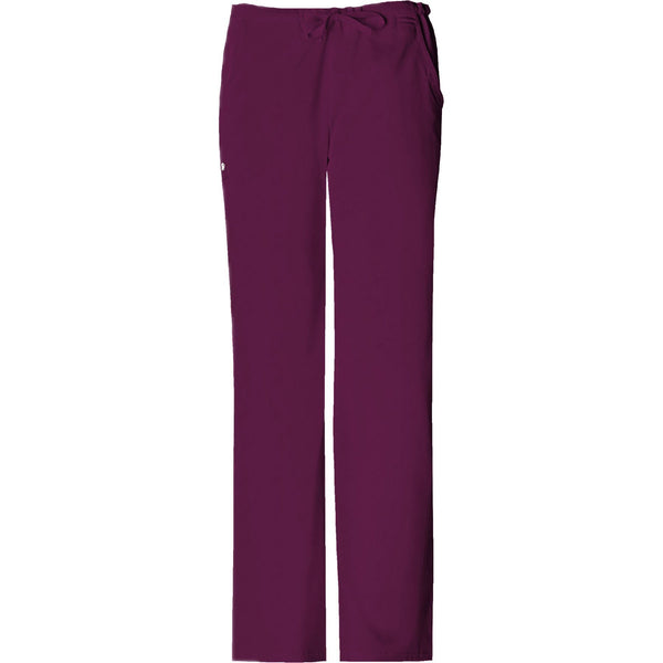 Cherokee Scrub Pants Luxe Low Rise Straight Leg Drawstring Pant Wine Pant