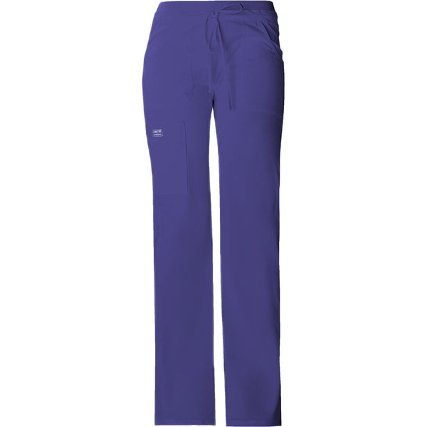 Cherokee Workwear Pant WW Core Stretch Contemporary Fit Low Rise Drawstring Cargo Pant Grape Pant