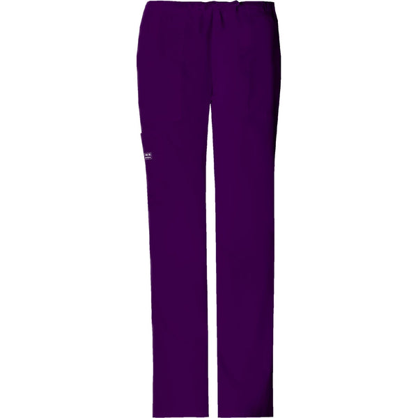 Cherokee Workwear Pant WW Core Stretch Mid Rise Drawstring Cargo Pant Eggplant Pant