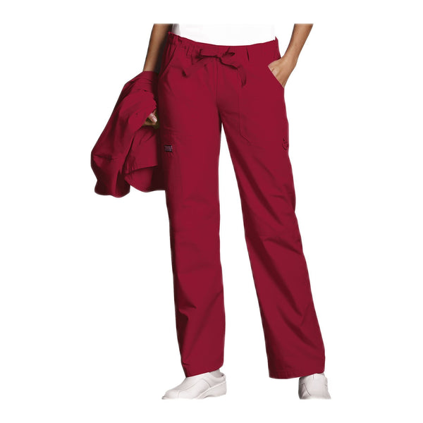 Cherokee Workwear Pant WW Low Rise Drawstring Cargo Pant Red Pant
