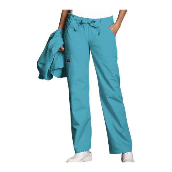 Cherokee Workwear Pant WW Low Rise Drawstring Cargo Pant Turquoise Pant