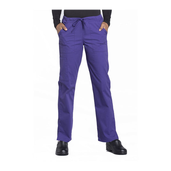 Cherokee Workwear Pant WW Professionals Mid Rise Straight Leg Drawstring Pant Grape Pant