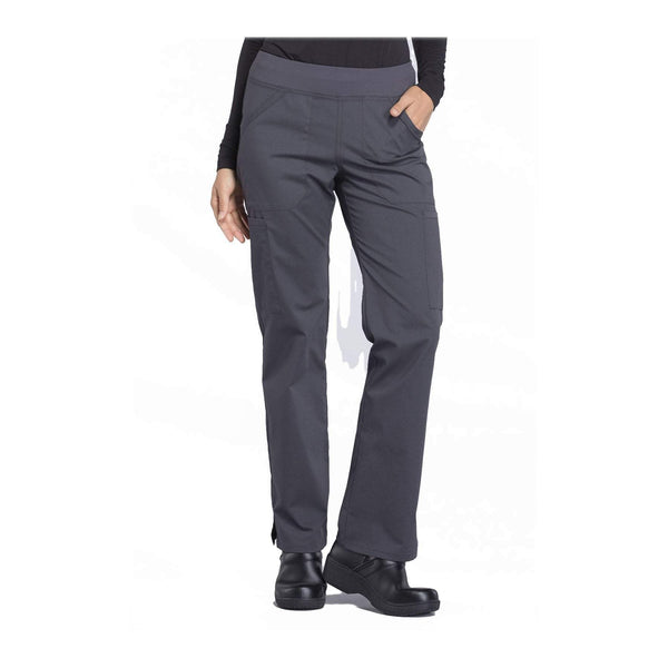 Cherokee Workwear Pant WW Professionals Mid Rise Straight Leg Pull-on Cargo Pant Pewter Pant
