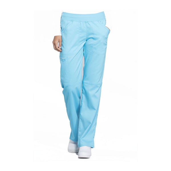 Cherokee Workwear Pant WW Revolution Mid Rise Straight Leg Pull-on Pant Turquoise Pant