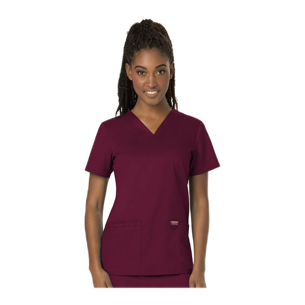 Cherokee Scrubs Workwear WW620 WW Revolution Top Modern Classic Wine Top