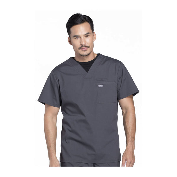 Cherokee Scrubs Workwear WW675 WW Professionals Mens Top Mens Pewter Top