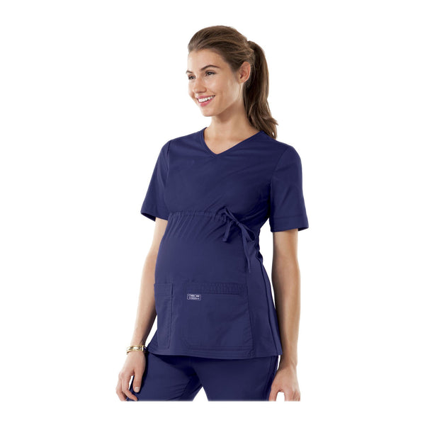 Cherokee Workwear Top WW Core Stretch Maternity V-Neck Knit Panel Top Navy Top