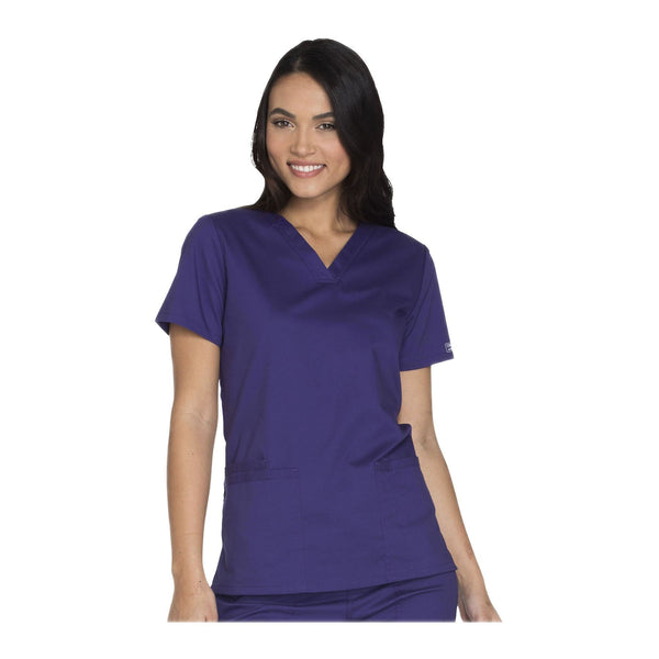 Cherokee Workwear Top WW Core Stretch V-Neck Top Grape Top