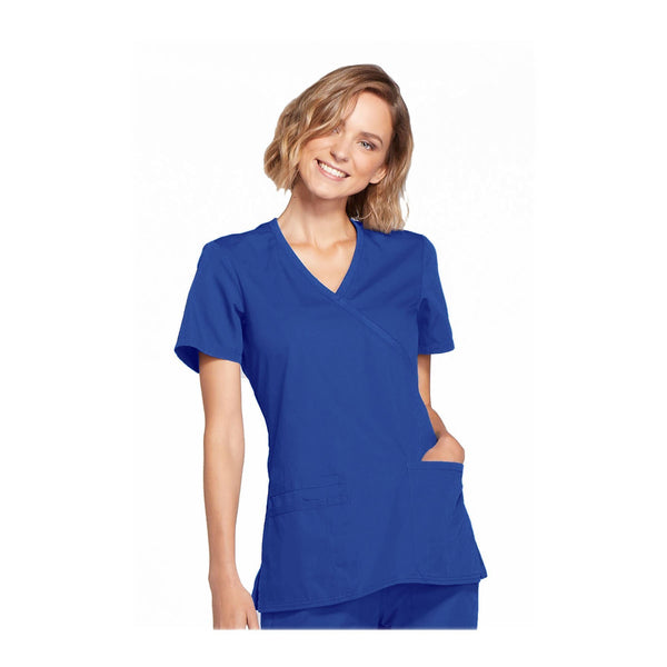 Cherokee Workwear Top WW Mock Wrap Top Royal Top