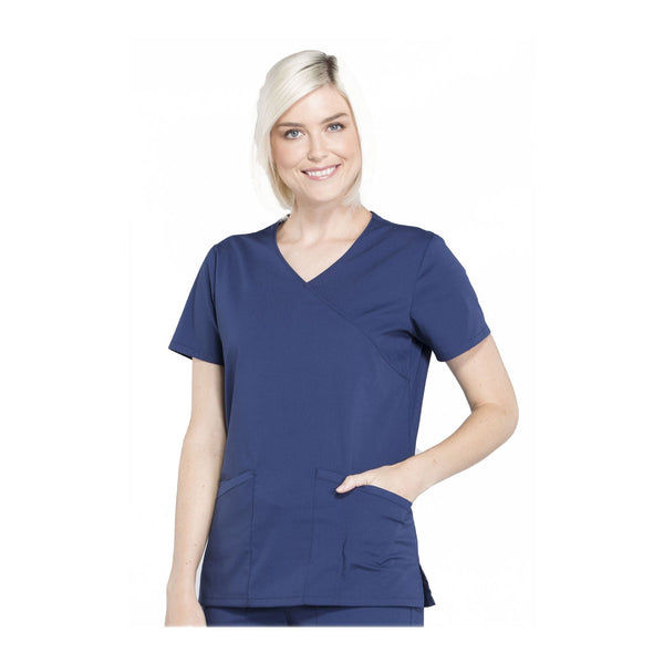 Cherokee Workwear Top WW Professionals Mock Wrap Top Navy Top