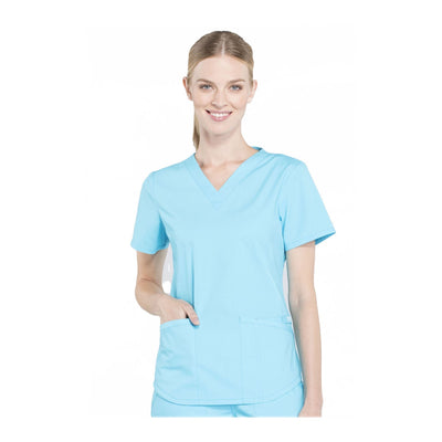 Cherokee Workwear Top WW Professionals V-Neck Top Turquoise Top