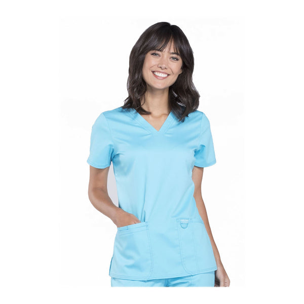 Cherokee Workwear Top WW Revolution V-Neck Top Turquoise Top