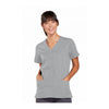 Cherokee Workwear Top WW Snap Front V-Neck Top Grey Top