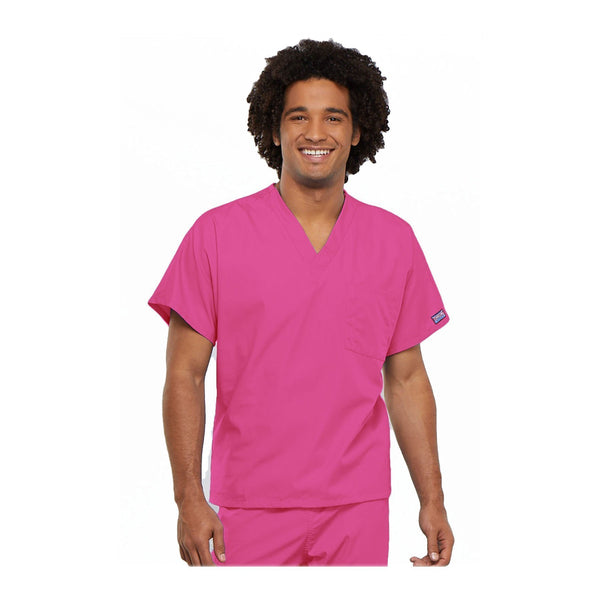 Cherokee Workwear Top WW Unisex Unisex V-Neck Tunic Shocking Pink Top