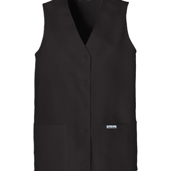 Cherokee Vest Fashion Solids Button Front Vest Black Vest