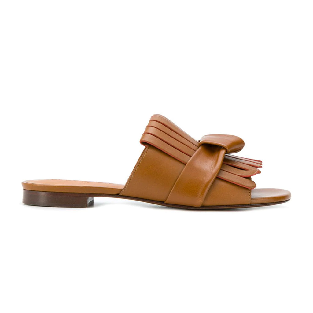 tan leather slides