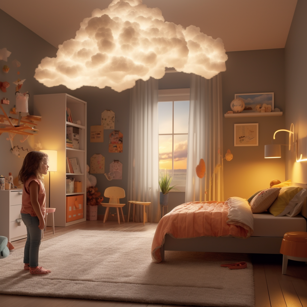 Childs bedroom design with Cloud lamp