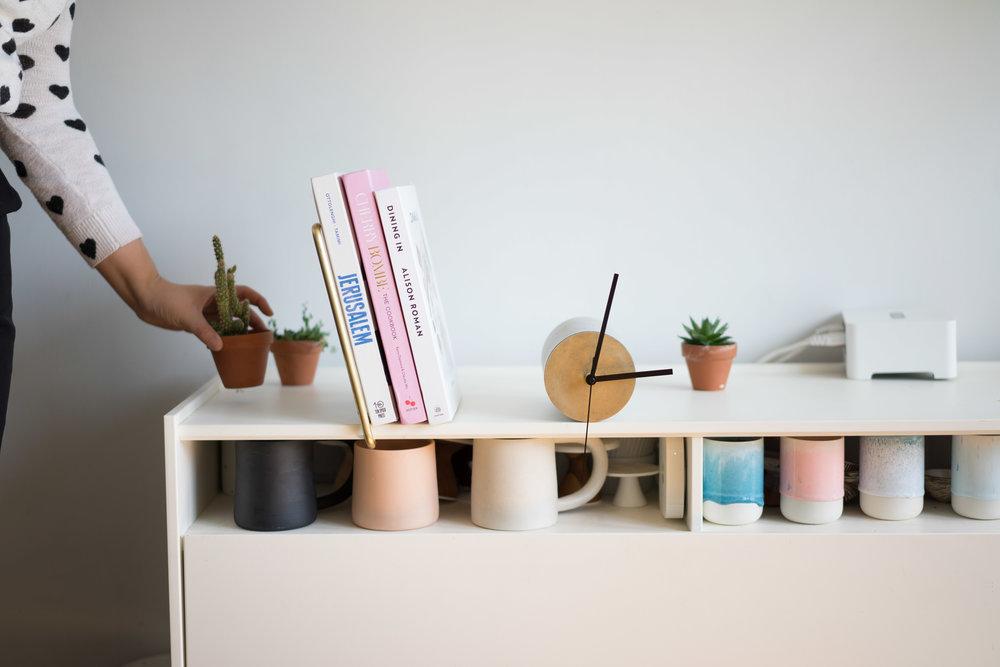 Tangent on a shelf with plants