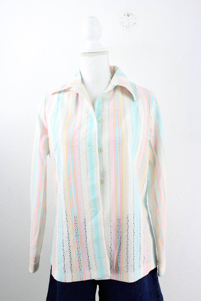 Vintage Striped Blouse (S) - ramanujanitsez Online