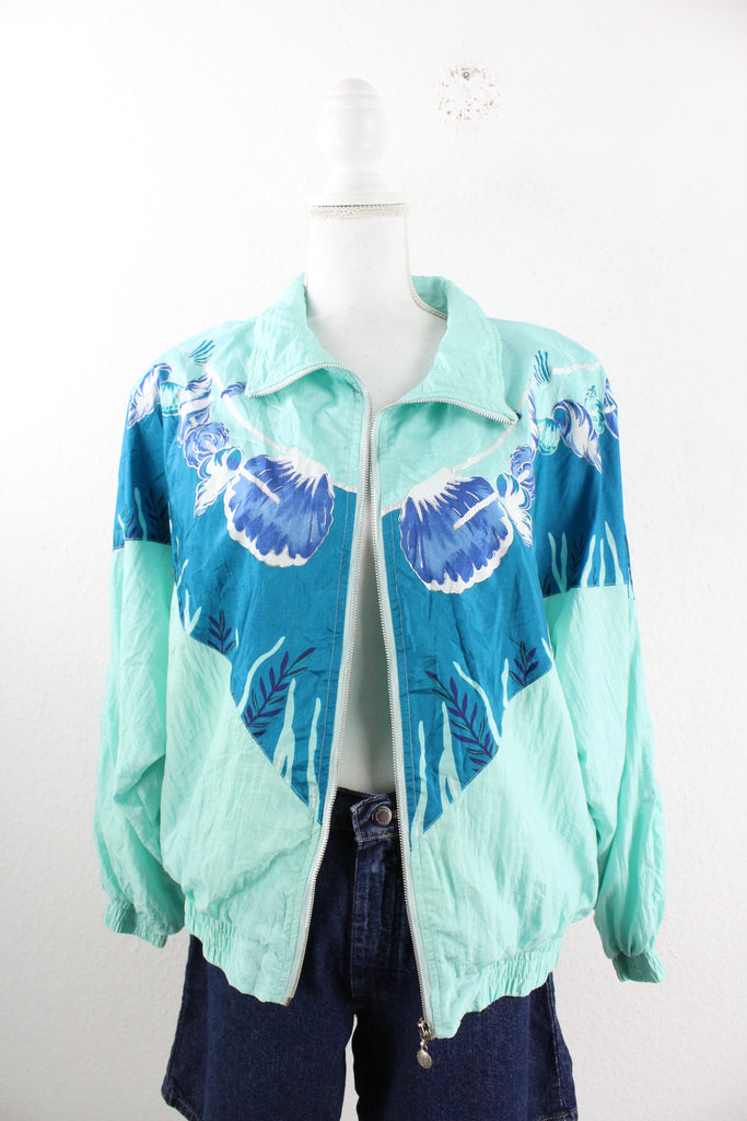 Vintage Blue Shell Jacket (L) - ramanujanitsez Online