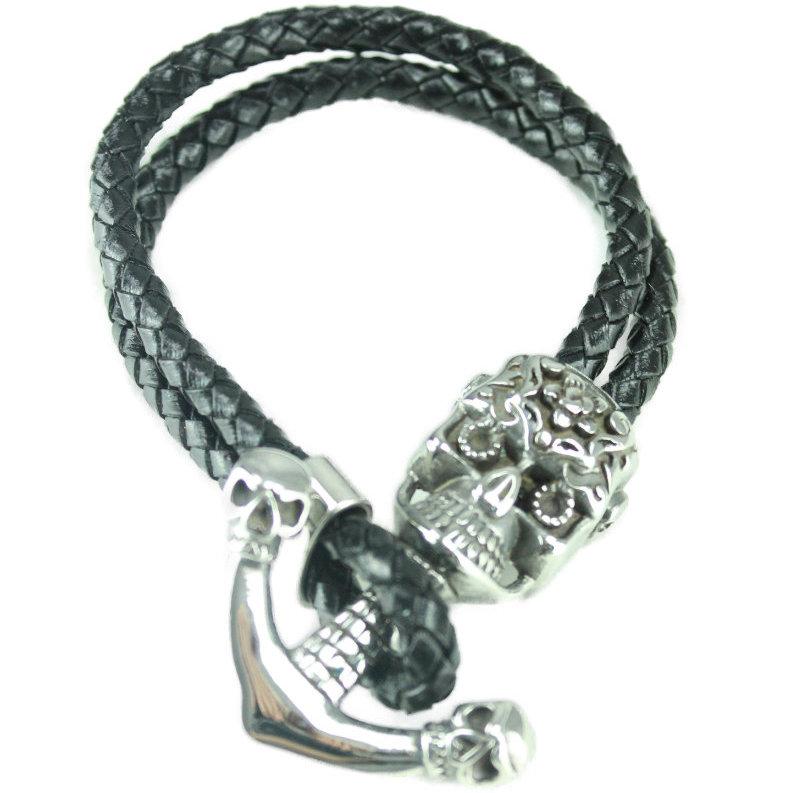 Skulls Leather Bracelet - ramanujanitsez