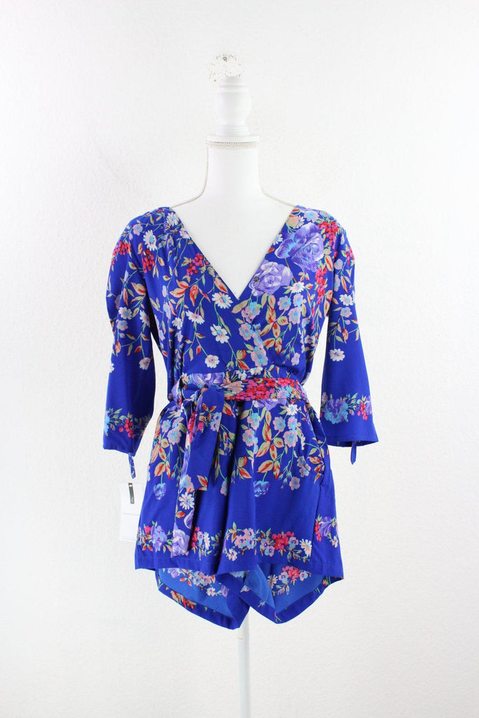 Vintage Blue Flower Blouse (S) ramanujanitsez 