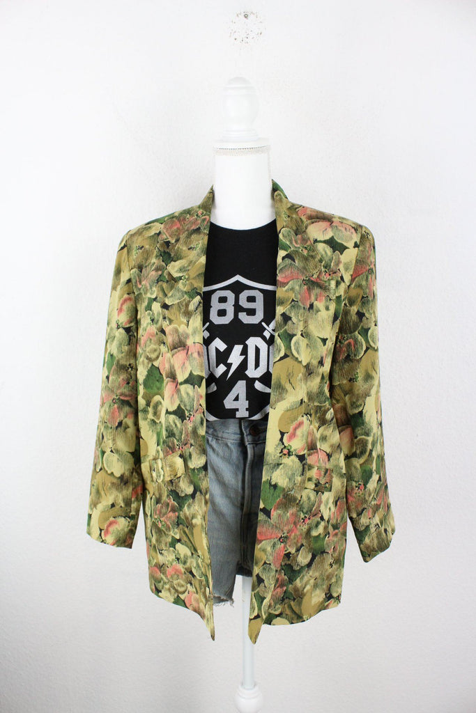 Vintage Green Flower Blazer (M) ramanujanitsez 