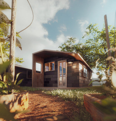 Concept art of Recycled Living's Tiny Home made with recycled plastic