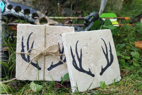 Stone Coasters, Antler Gifts, Gifts for Dad, Dad Gifts