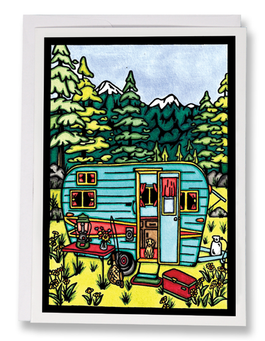 Camping in a Vintage Camper by Sarah Angst Art