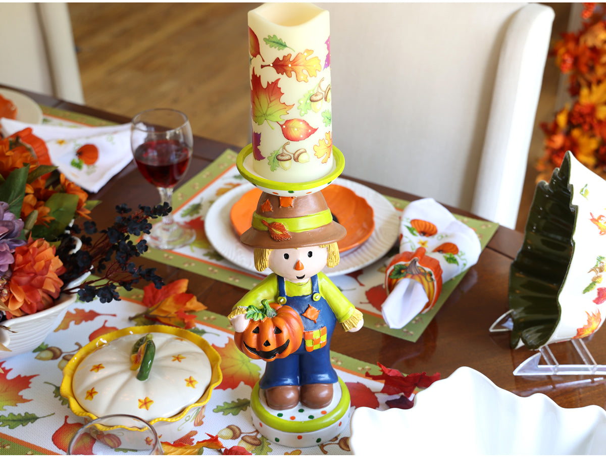Fall Harvest Halloween dining table set with temp-tations dinnerware and decorations 