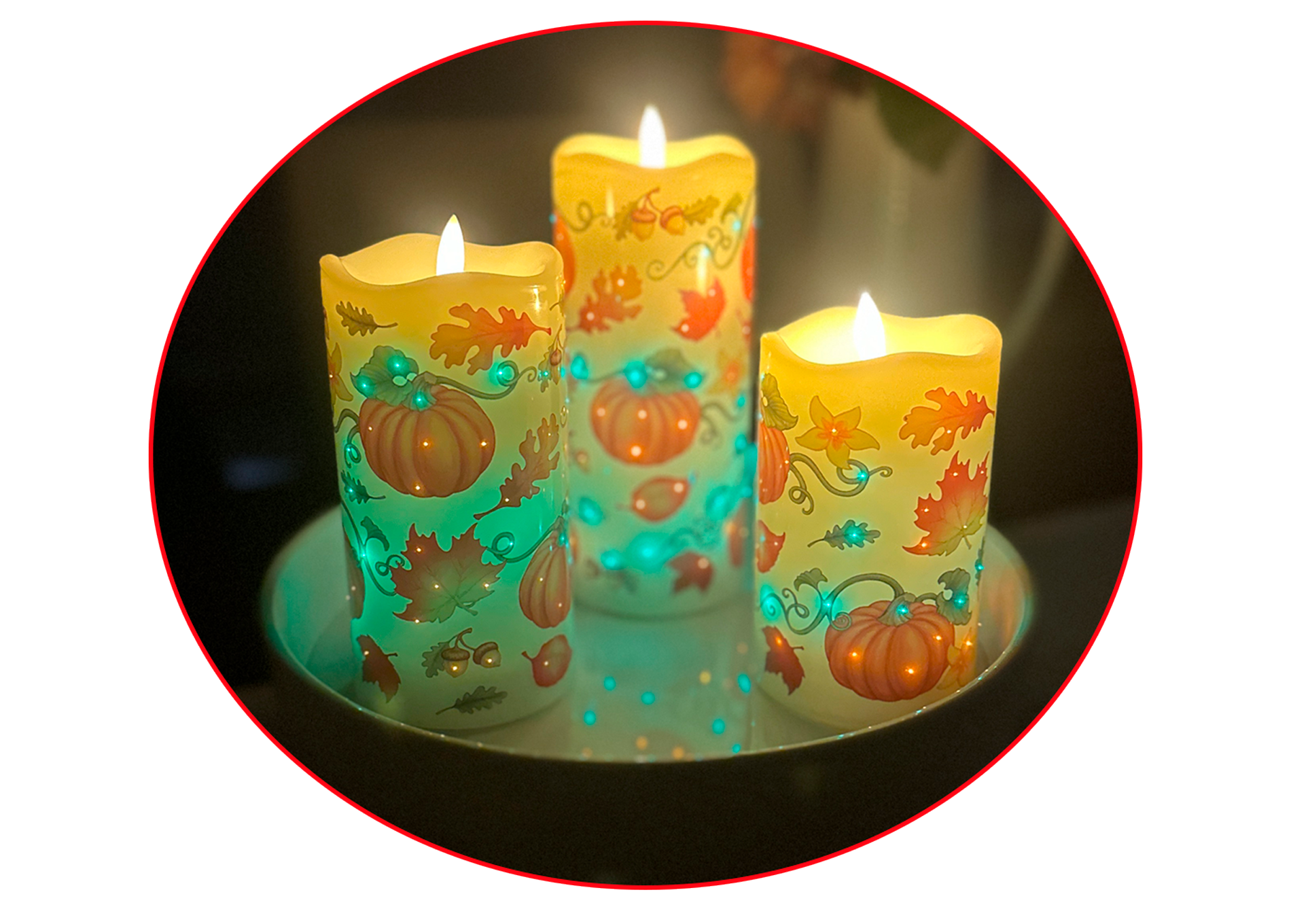 Temp-tations Fiber Optic Flameless Candles in Harvest pattern